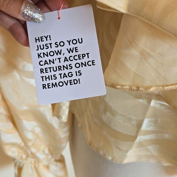 asos LUXE animal jacquard ruffle top in champagne, NWT, Sz 6 - Picture 4 of 6